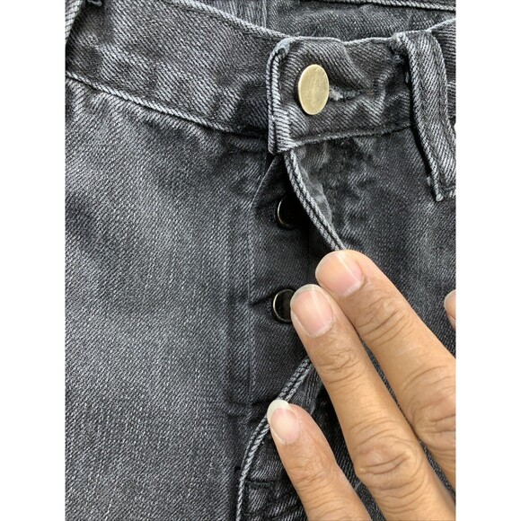 MNML Denim Jeans Men's Size 34 x 32 Black Factory Destroyed Ankle Zip Legs - Picture 4 of 15